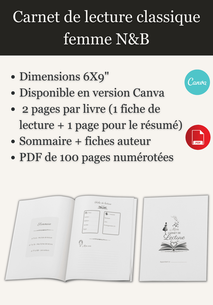 Carnet de Lecture : Cahier de Lecteur - 60 Fiches de Lecture à