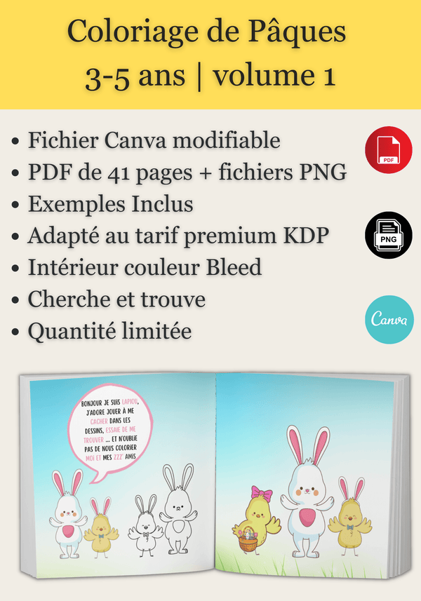 Coloriage de Pâques 3-5 ans | 8.25x8.25 vol.1 | 41 pages - Kdpfastoche