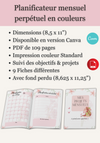 Planificateur mensuel perpétuel en couleurs | 8,5x11 | 109 pages