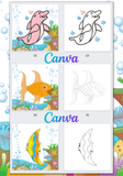 Coloriages poissons pour enfant 40 pages 8.25×8.25  - Kdpfastoche