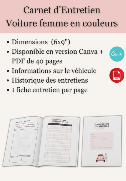 Carnet Entretien Voiture Homme 40 pages 6x9, Kdpfastoche – KDP Fastoche  3.0
