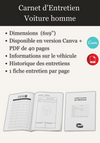 Carnet Entretien Voiture Homme 40 pages 6x9