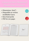 Carnet de Suivi Menstruel élégant rose 100 pages 6x9