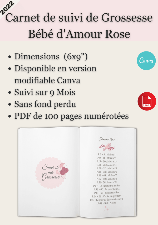 Journal de bébé rose à imprimer Carnet de suivi bébé par Le Temps des  Paillettes -  France